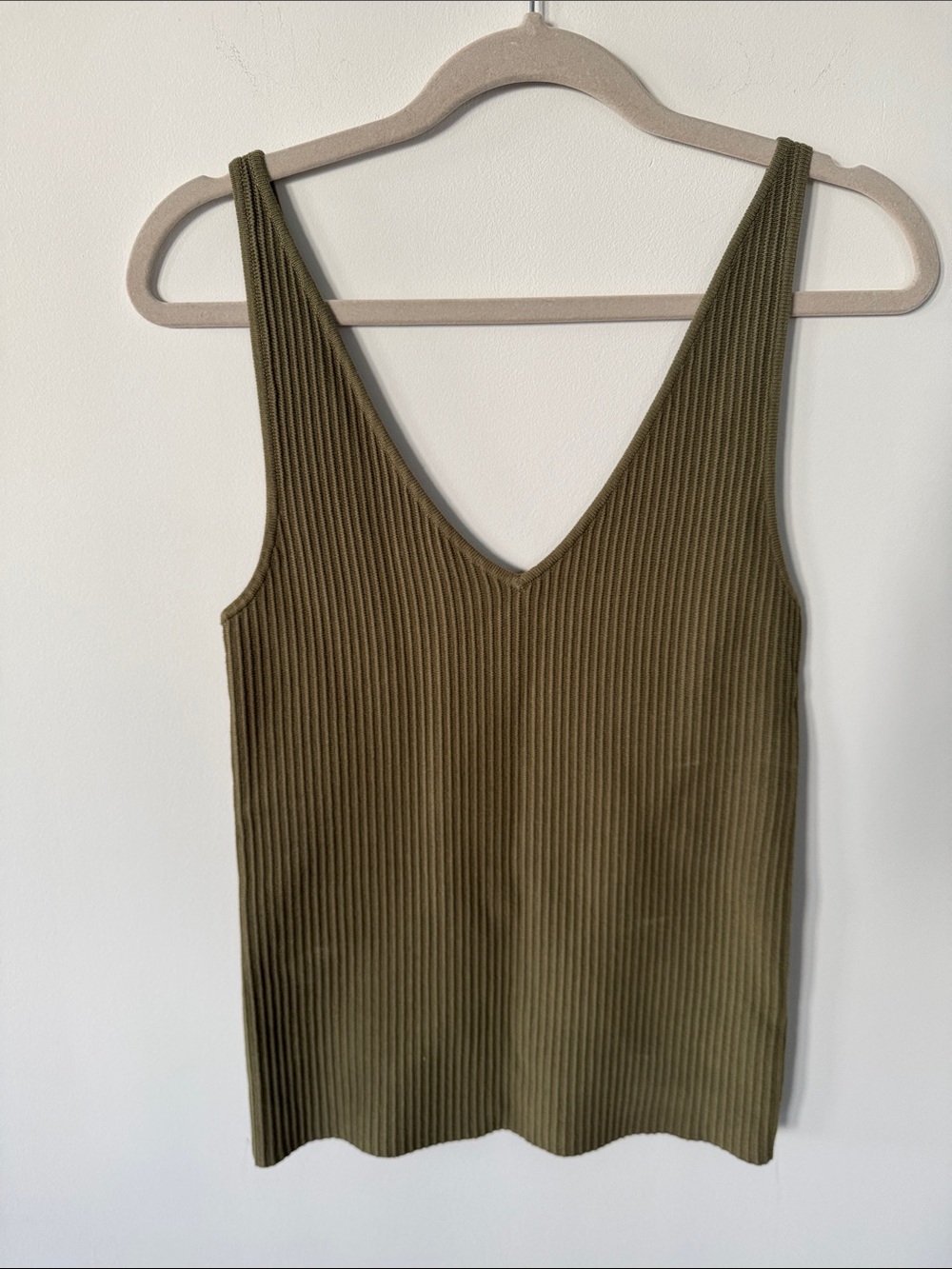 Another Love Olive Ribbed V-Neck Tank